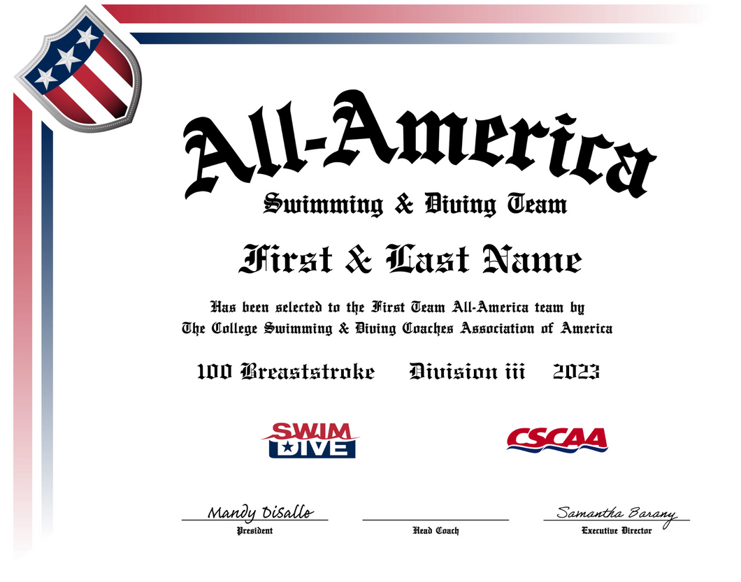 Personalized All-America Certificate