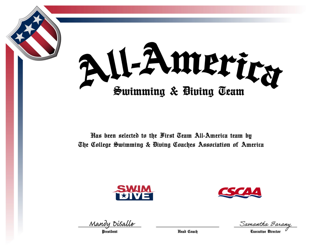 Blank All-America & Team & Scholar All-America Certificate