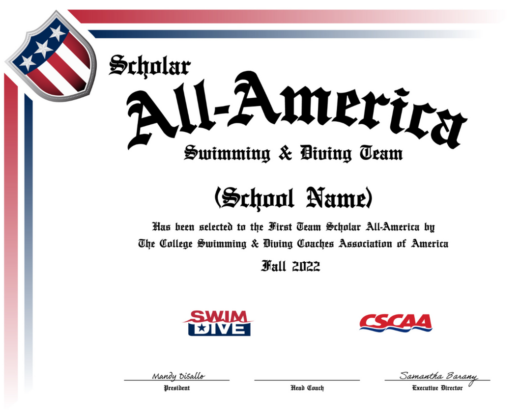 Personalized Team Scholar All-America Certificate