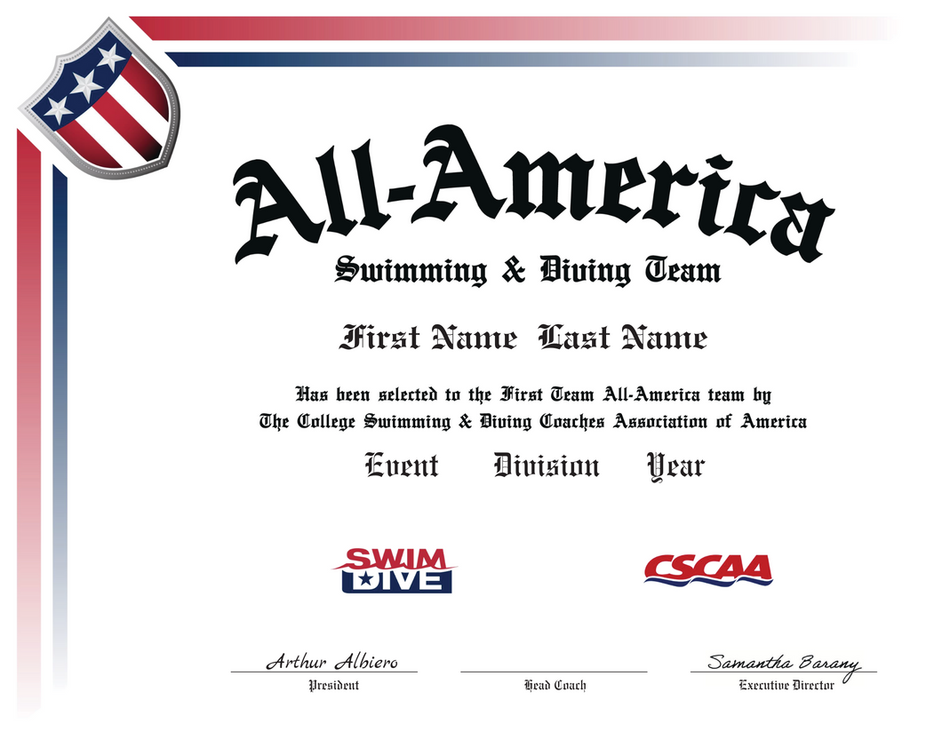 Personalized All-America Certificate